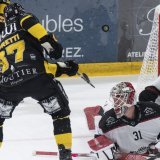 Connor Hughes n'a cédé qu'une fois contre Ajoie KEYSTONE/PETER SCHNEIDER